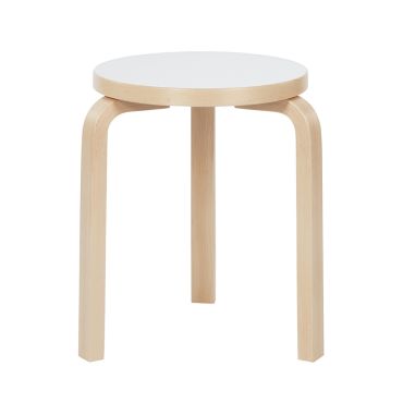 Artek Stool 60, Birch and White Laminate