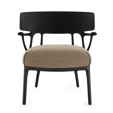 Kartell A.I Lounge Chair Black Base Dove Grey Boucle