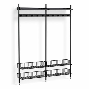 HAY Pier Shelving System 1052 - 2 Colum, black, black, anthracite wire