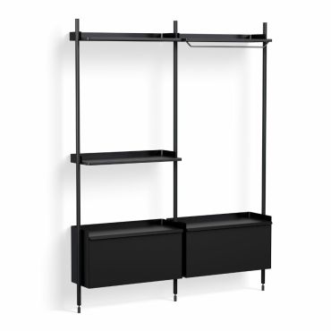 HAY Pier Shelving System 1072 - 2 Column, black shelves, black frame