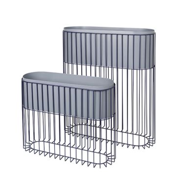Broste Copenhagen 'Fenja' Stand With Flowerpot - Set of 2, Insignia Blue 