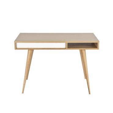 The Case Furniture Celine Desk in natural oak and white.