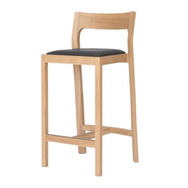Case Furniture Profile Dining Stool in oak with black seat.