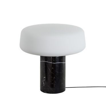Small Case Furniture Solid Table Lamp in nero marquina finish.