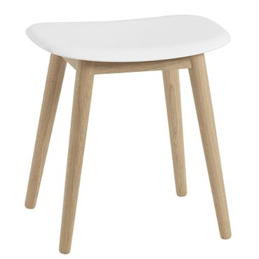 Muuto Fiber Bar Stool with Wood Base, White and Oak