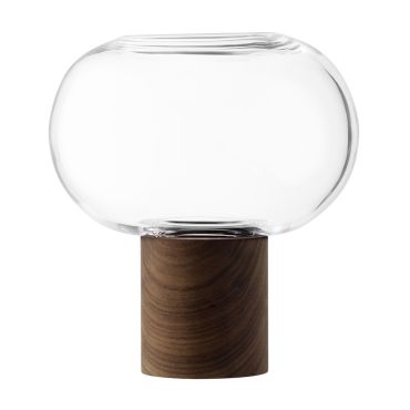 LSA Oblate Vase/ Lantern -  21.5cm Clear/ Walnut