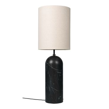 Gubi Gravity XL Floor Lamp, High - Black Marble, Canvas Shade