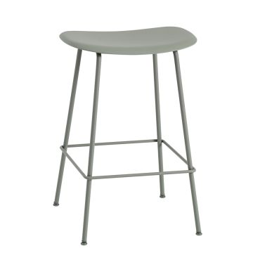 Muuto Fiber Bar Stool with Tube Base, Dusty Green