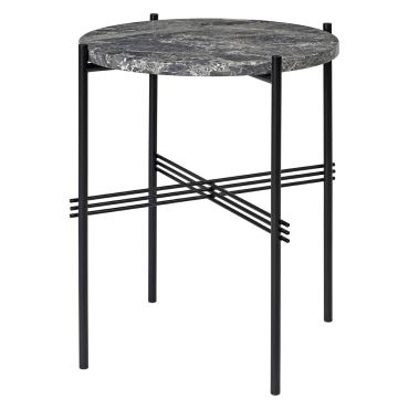 Gubi TS Round Side Table, 40cm - Grey Emperador Marble
