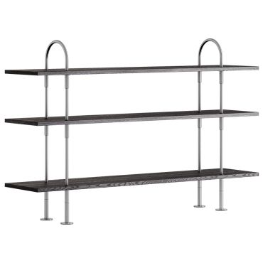 Gubi Keen Shelving System Black/Brown Ash + Stainless Steel
