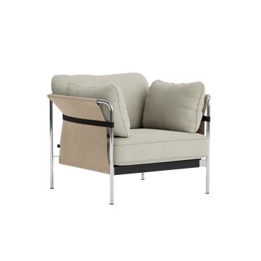 HAY Can Armchair Linara 311, Chrome Frame, Natural Canvas