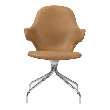 &Tradition JH2 Swivel Base Catch Chair Leather & Polished Base