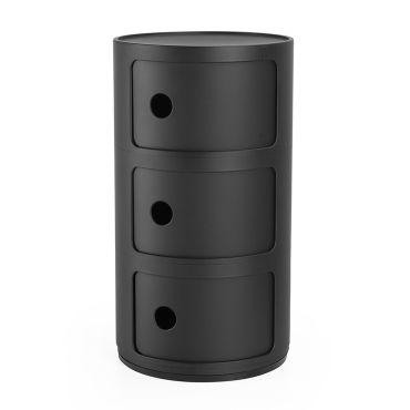 Kartell Componibili Matt Storage Unit, Recycled 3 Tier Black
