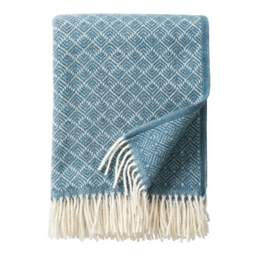 Klippan Pampas Lambswool Throw, Blue 