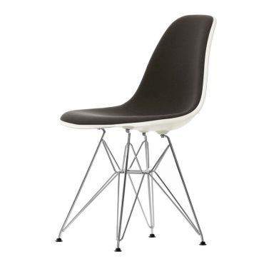 Vitra Eames DSR Plastic Upholstered Chair Balck & Chrome Base