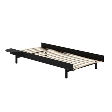 Moebe Low Single Bed with Side Table - Black