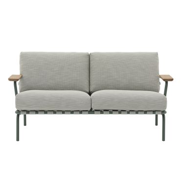 Muuto Settle Outdoor 2-Seater Sofa Dark Green Ribbed Weave 2