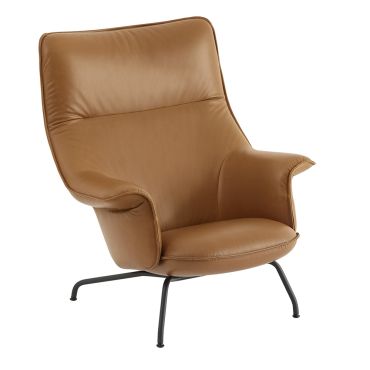 Muuto Doze Lounge Chair Tube High Back, Cognac Leather and Black Base
