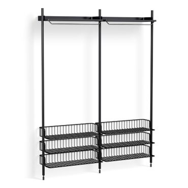 HAY Pier Shelving System 1022 - 2 Column, black, black, anthractite