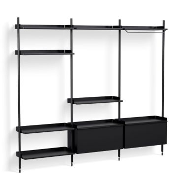 HAY Pier Shelving System 1093 - 3 Columns, black, black