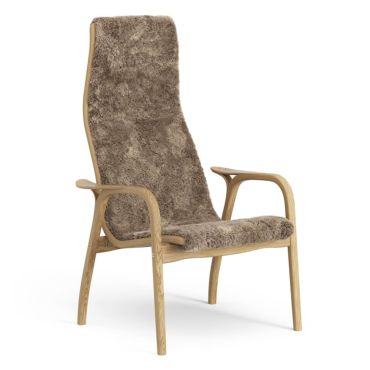 Swedese Lamino Lounge Chair & Footstool - Sahara Sheepskin, Oiled Oak