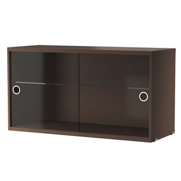 String Shelving - Glass Display Cabinet Dark Oak
