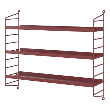 String Pocket Metal Shelving Oxblood