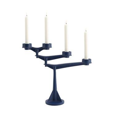 Tom Dixon Spin Mini Candelabra, Blue with Candles
