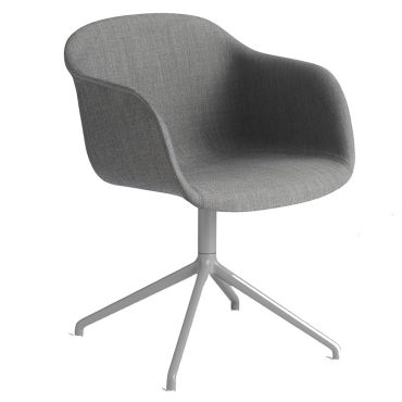Muuto Fiber Chair - Swivel Base Upholstered - Grey remix