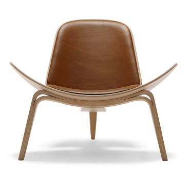 Carl Hansen CH07 Shell Chair  tan leather oak 