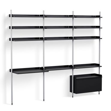 HAY Pier Shelving System 23 - 3 Columns black with clear profiles