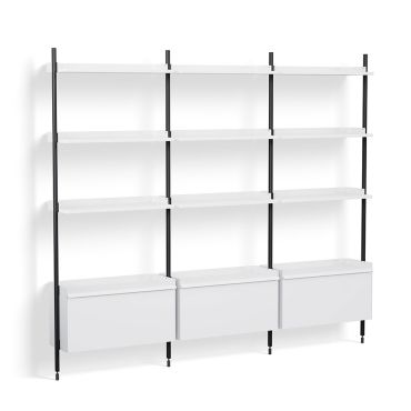 HAY Pier Shelving System 133 - 3 Columns white with black profiles 