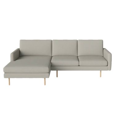 Bolia Scandinavia Remix 3 Seater Sofa with Chaise Mira, dust green with white oiled legs