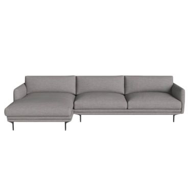 Bolia Lomi 2.5 Seater Sofa with Chaise Longue left facing, Baize, Grey 