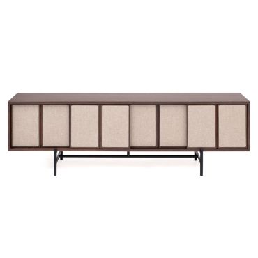 L. Ercolani Canvas Media Unit walnut with upholstered doors 