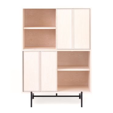 L. Ercolani Canvas Tall Cabinet ash open doors 