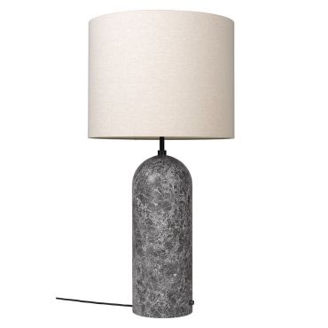 Gubi Gravity XL Floor Lamp, Low - Grey Marble, Canvas Shade