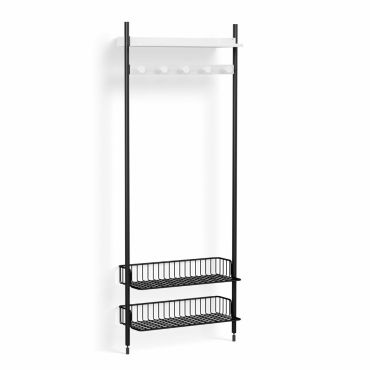 HAY Pier Shelving System 1051 - 1 Column, white, black ano, anthracite wire rack