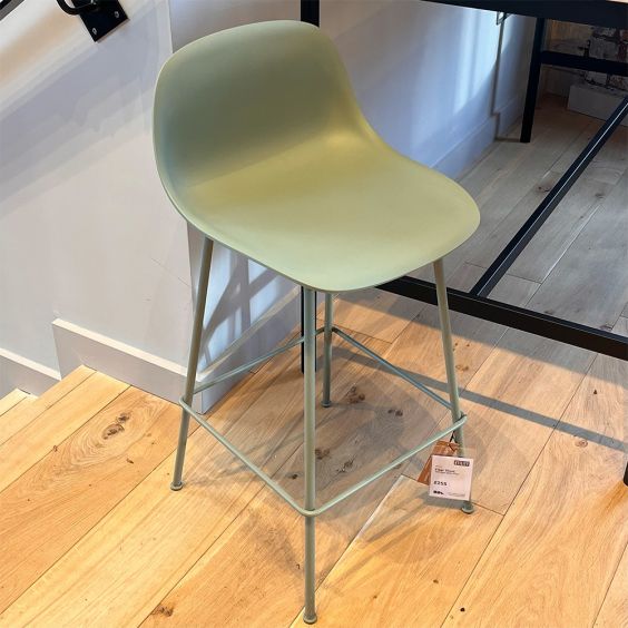 Muuto Fiber Counter Stool - Dusty Green High Back & Tube Base