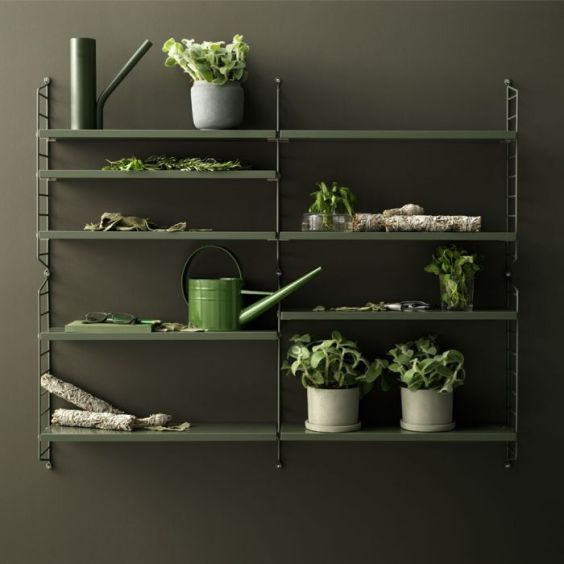 String Pocket Shelving - Sage Green