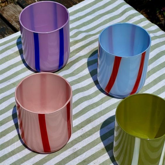 MAEGEN Atina Glass Tumbler - Blue & Red