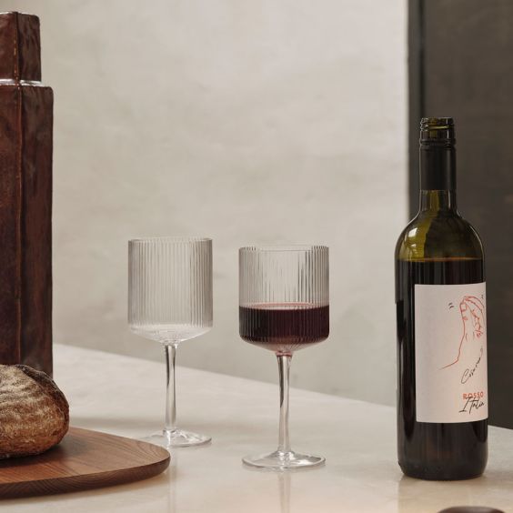 Ferm Ripple Red Wine Glasses - Clear (Set of 2)