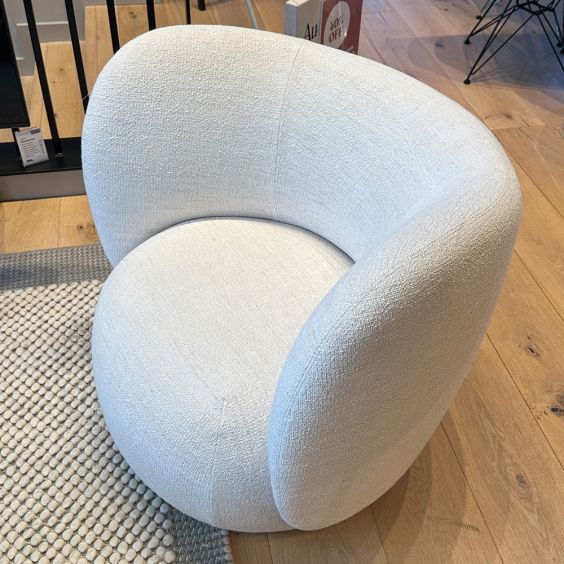 Ferm Rico Lounge Chair w/ Swivel – Off-White Bouclé