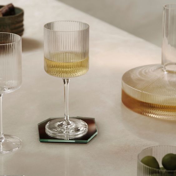 Ferm Ripple White Wine Glasses - Set of 2, Clear