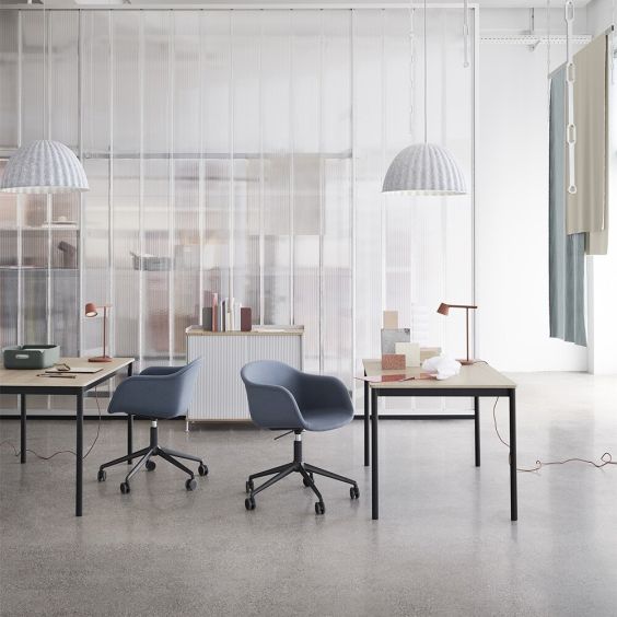 Muuto Fiber Armchair - Upholstered Swivel Base with Gas Lift