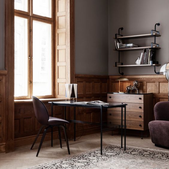 Gubi Beetle Dining Chair - Front Upholstery - Wooden Leg Base