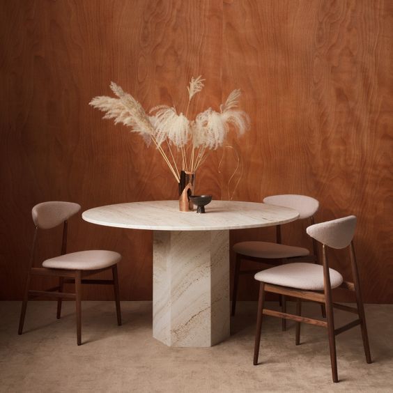 Gubi Epic Round Dining Table - Travertine