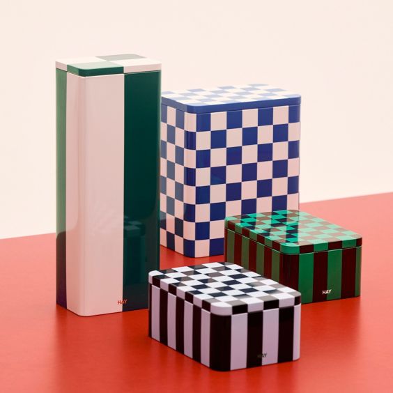 HAY Tin Container - Slim Off-White and Green