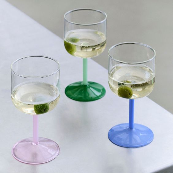 Hay Tint Wine Glass - Set of 2 - Jade Pink