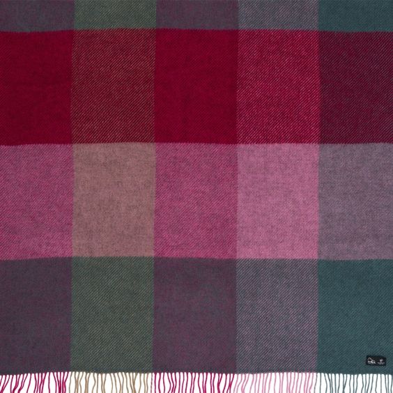 Klippan Gotland Check Lambswool Throw, Pink